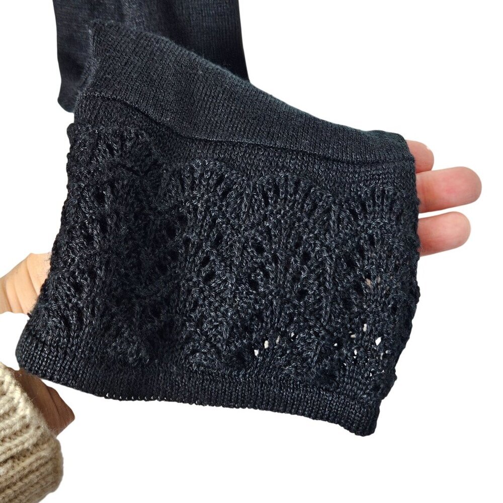 Pendleton Womens‎ Black Knit Cardigan Lace crochet Trim Size Medium Open Front - Picture 4 of 9